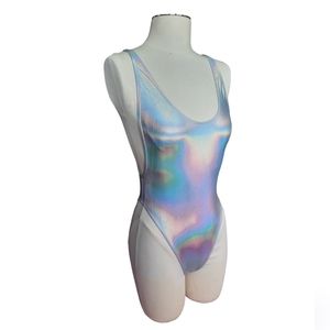 AA holographic tricot high cut one piece suit